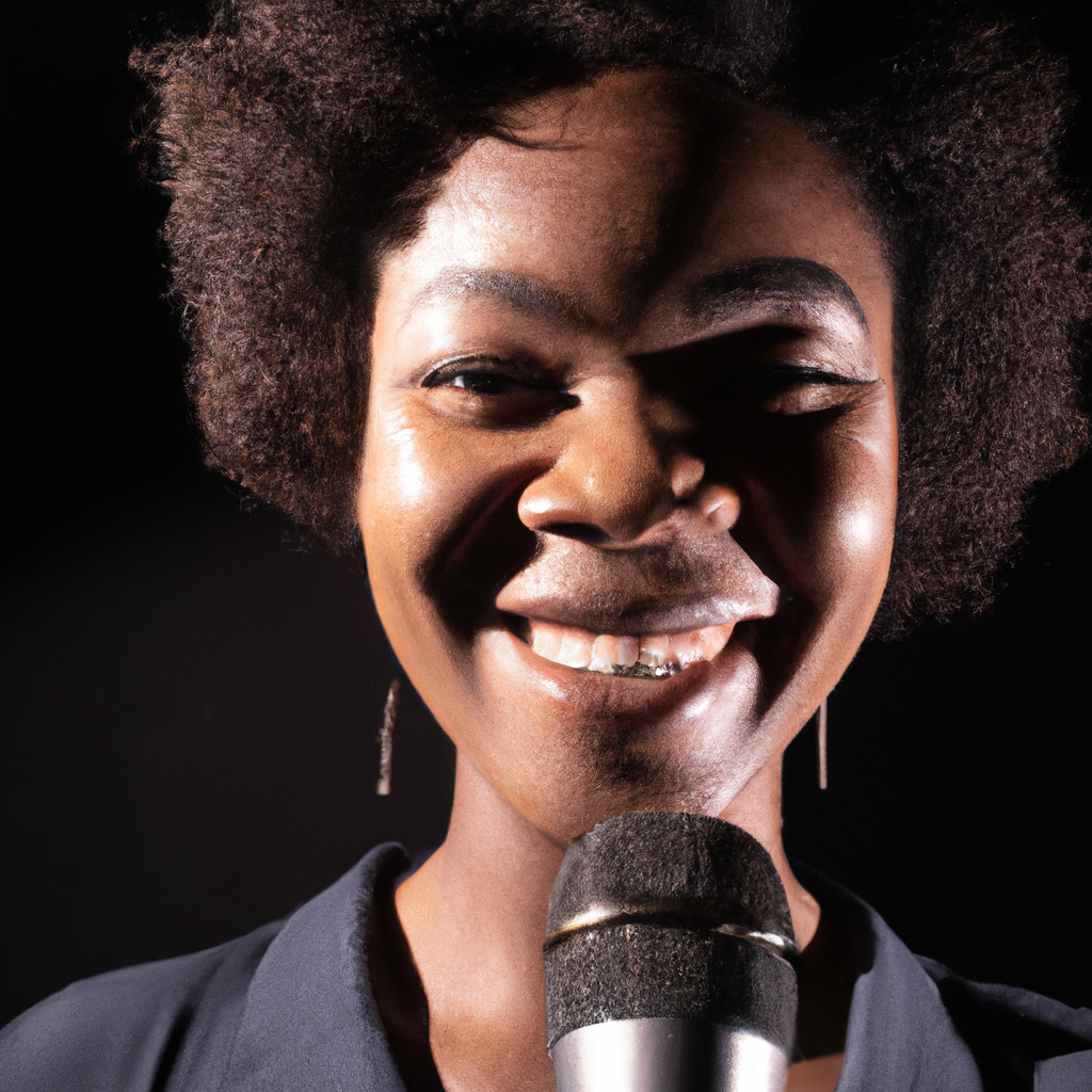 Directrice pédagogique, portrait en studio au micro